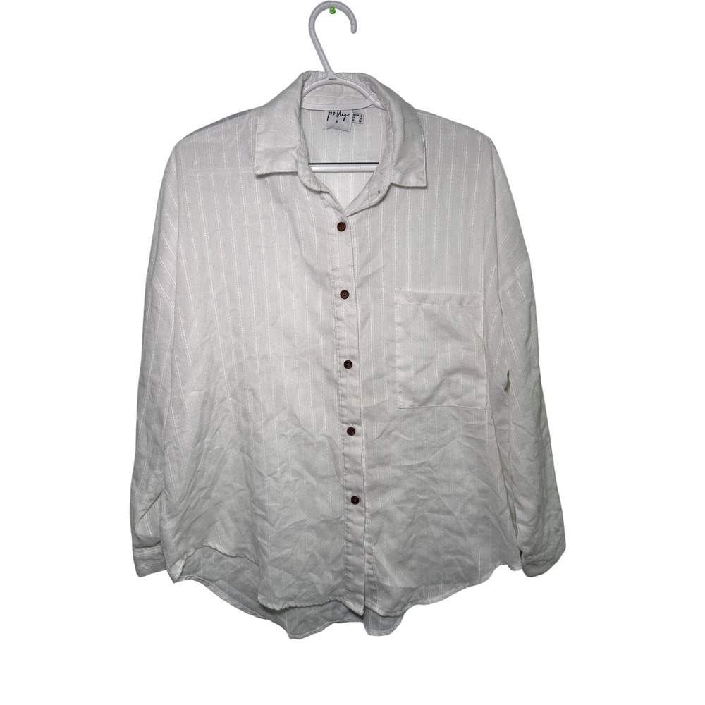 Princess Polly White Button Down Shirt Womens 4 Beachy‎ Nautical Minimalist